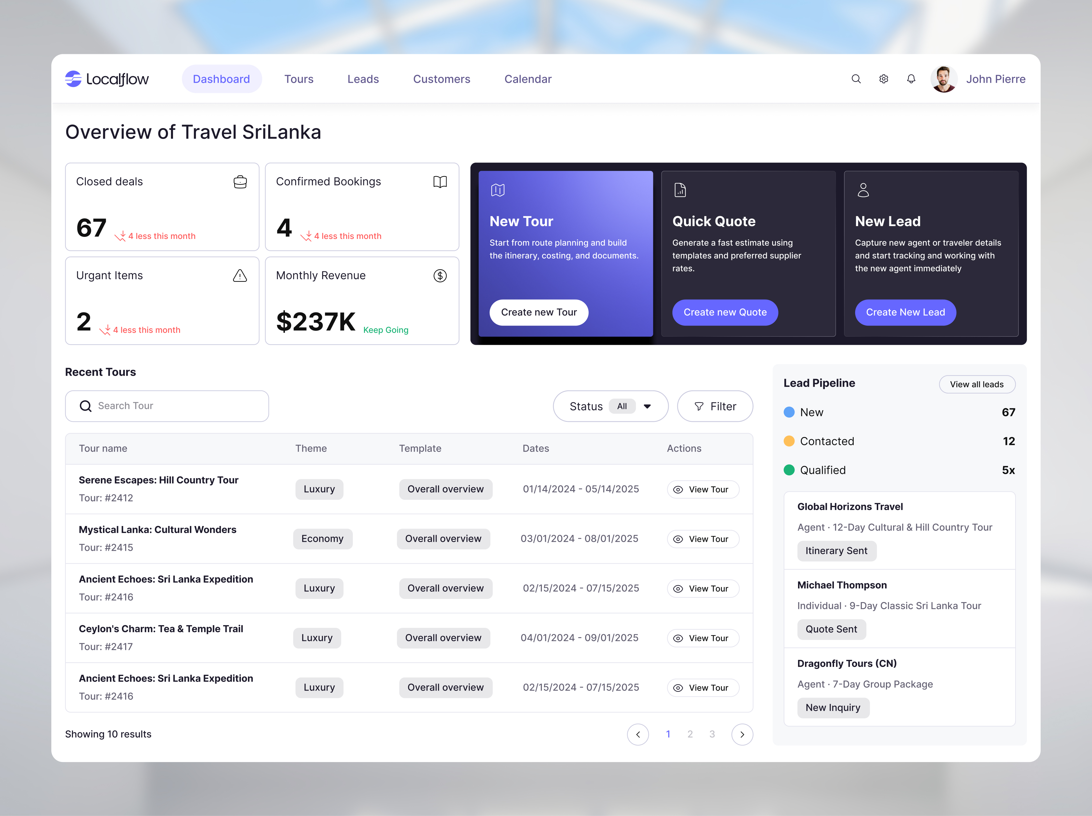 The dashboard overview, assembled from shared patterns