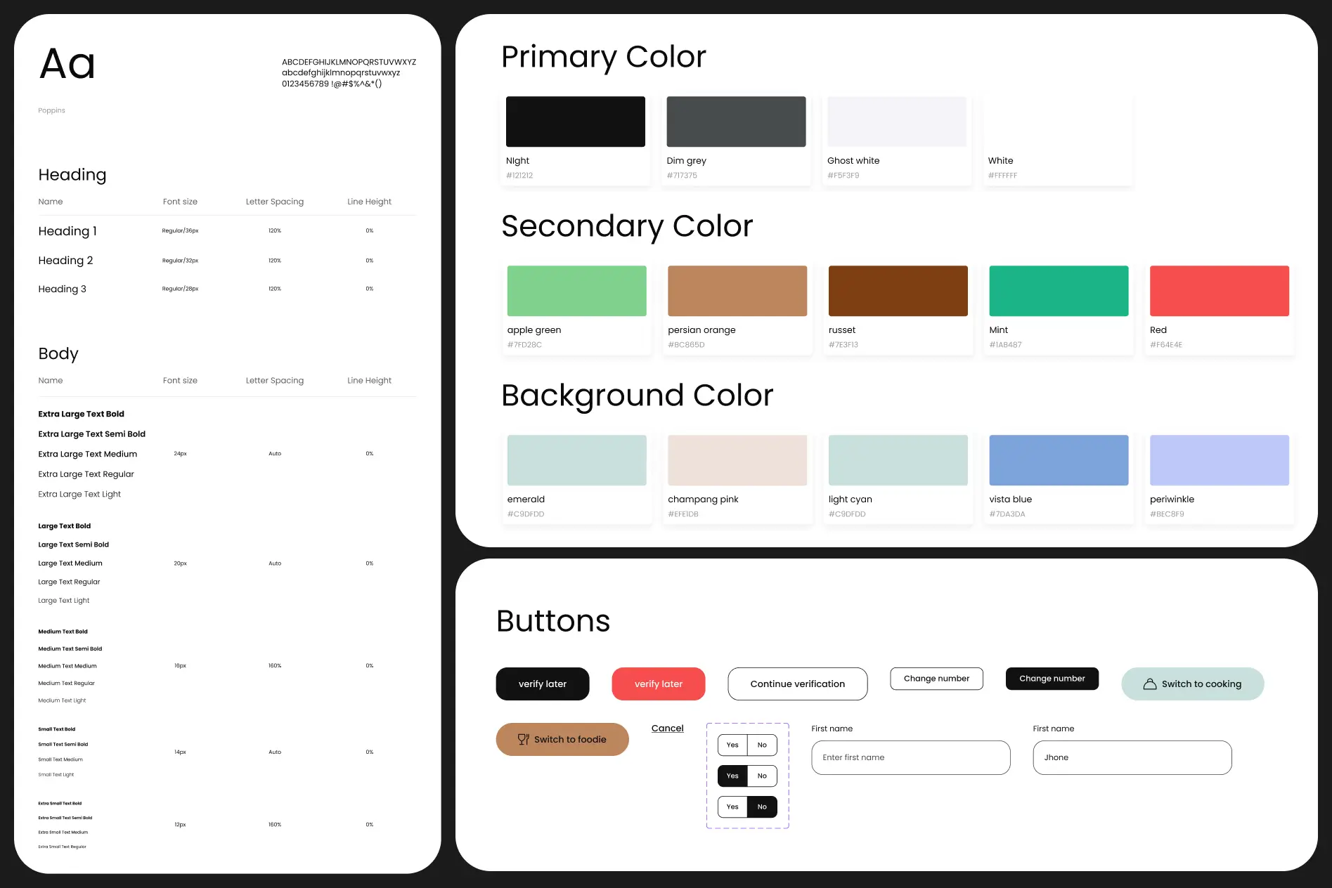 Style guide — typography, colour palette, and components