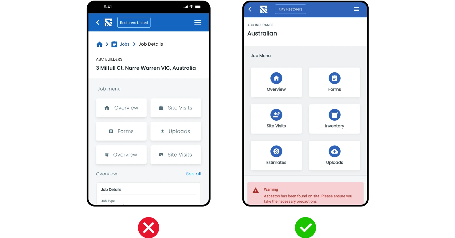 Screenshots showing the screen picked by the client
