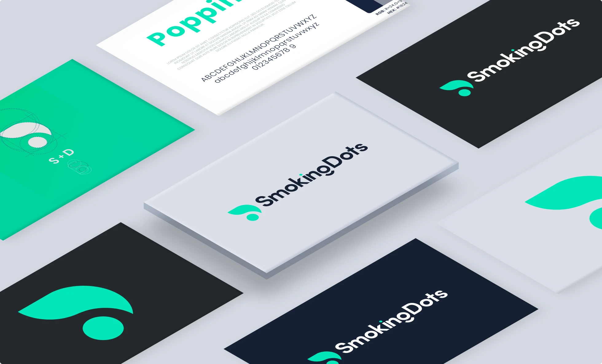 Cards with the smokingdots logo laid out