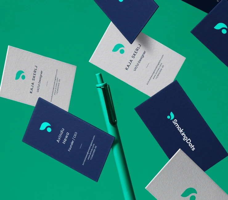 Business cards with smokingdots branding